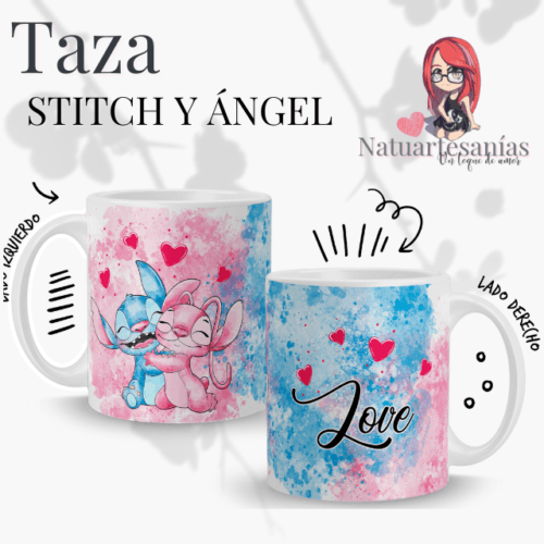 Taza de San Valentín de Stitch y Ángel