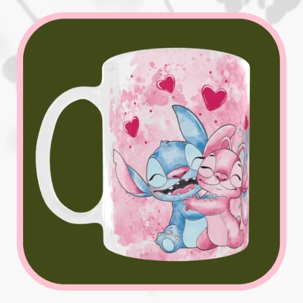 Taza de San Valentín “Stitch y Ángel”