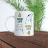 Taza personalizada Quiero Café con personajes estilo Flork y frases divertidas para amantes del café.