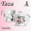 Sueldo Flork (1) Taza personalizada con frase divertida sobre la vida adulta y el sueldo, diseño humorístico para regalo.